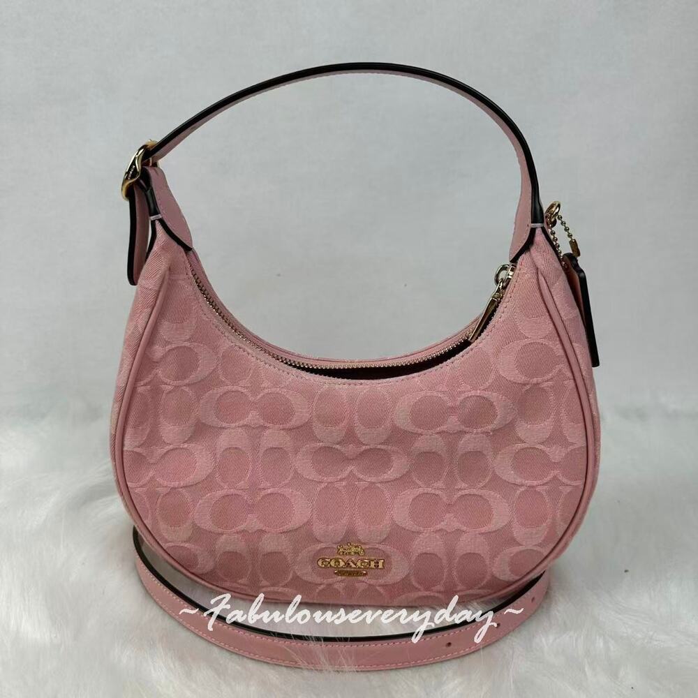 Coach Emily Shoulder Bag Crossbody In Signature Denim/Gold/Light Pink CEN04 NWT